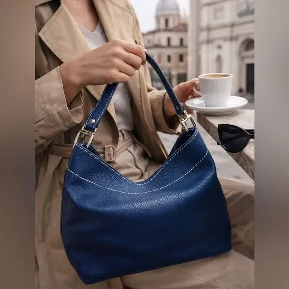 Italian Artisan Leather Shoulder Bag • Y2K Era • Made in Italy - Picture 1 of 9